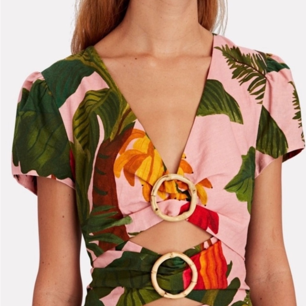 FARM Rio Tropical Pink and Green Mini Dress